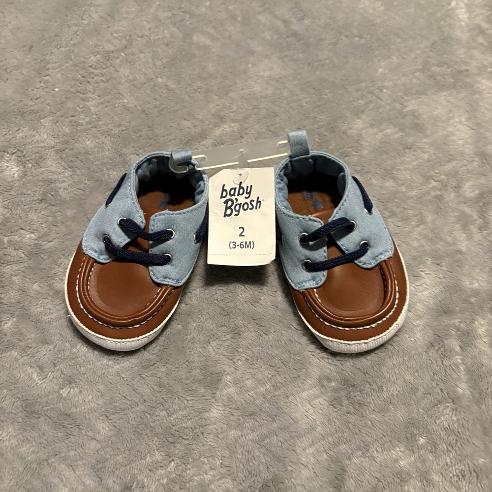 Baby Bgosh Blue and Brown Slip On Shoe Size 2 (3-6 Months) New